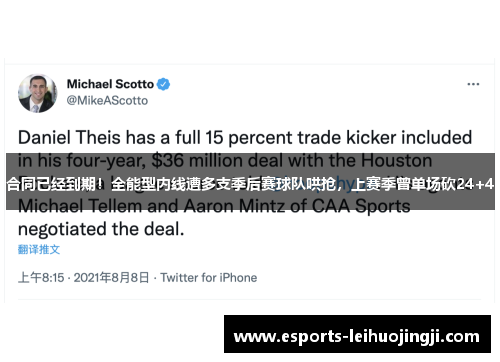 合同已经到期！全能型内线遭多支季后赛球队哄抢，上赛季曾单场砍24+4